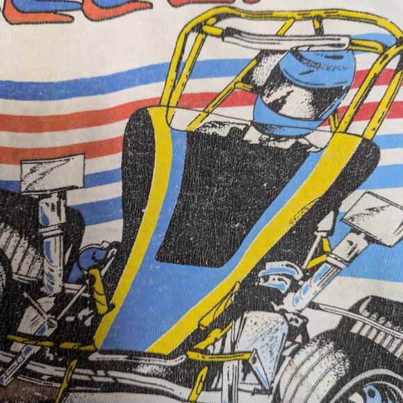 Vintage 1986 Drag Racing T-Shirt NO TAG MEASURES L Jolly Rancher Western Telfer - Picture 5 of 9